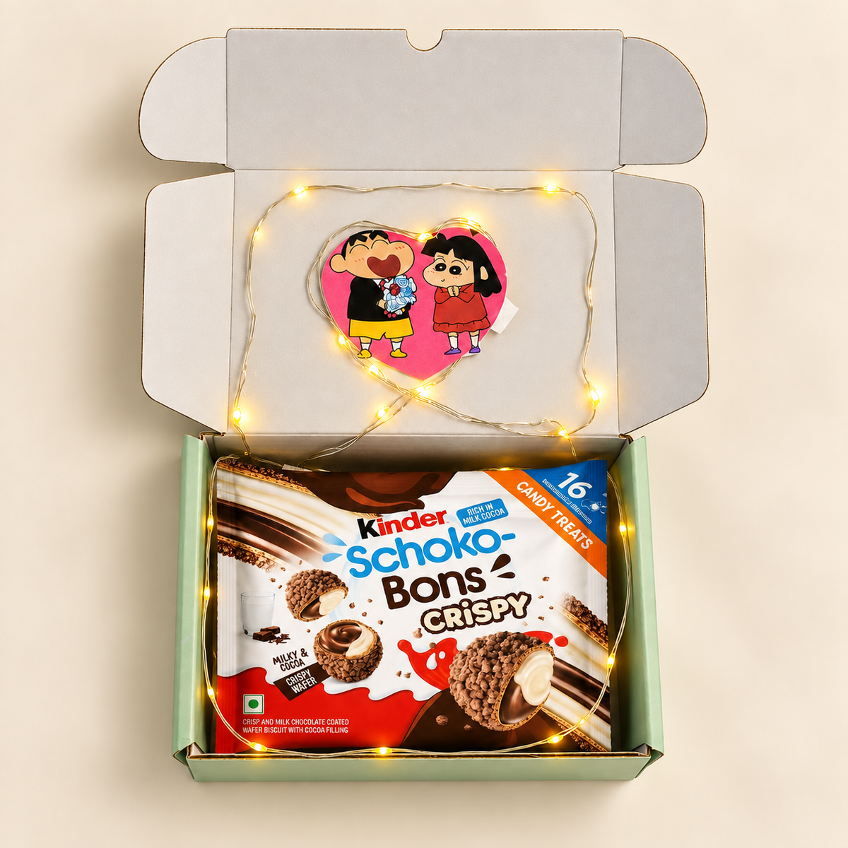 Kinder joy jewellery — With Box open mint gift box with Kinder Schoko-Bons Crispy