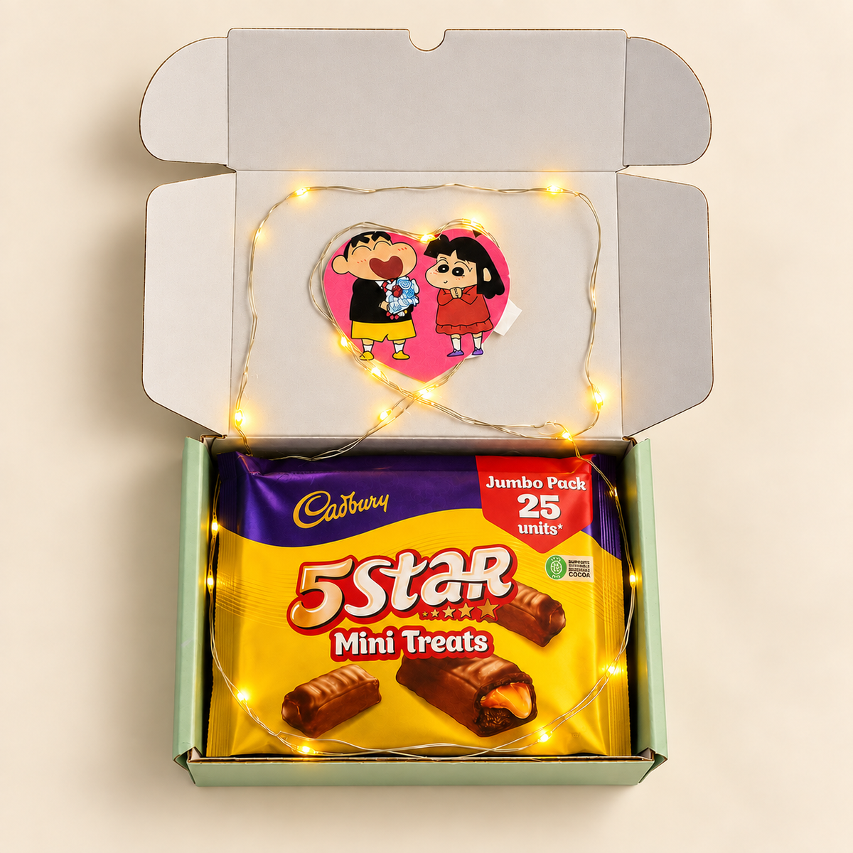 5 Star jewellery Chocolates — With Box open mint gift box with Cadbury 5 Star Mini Treats