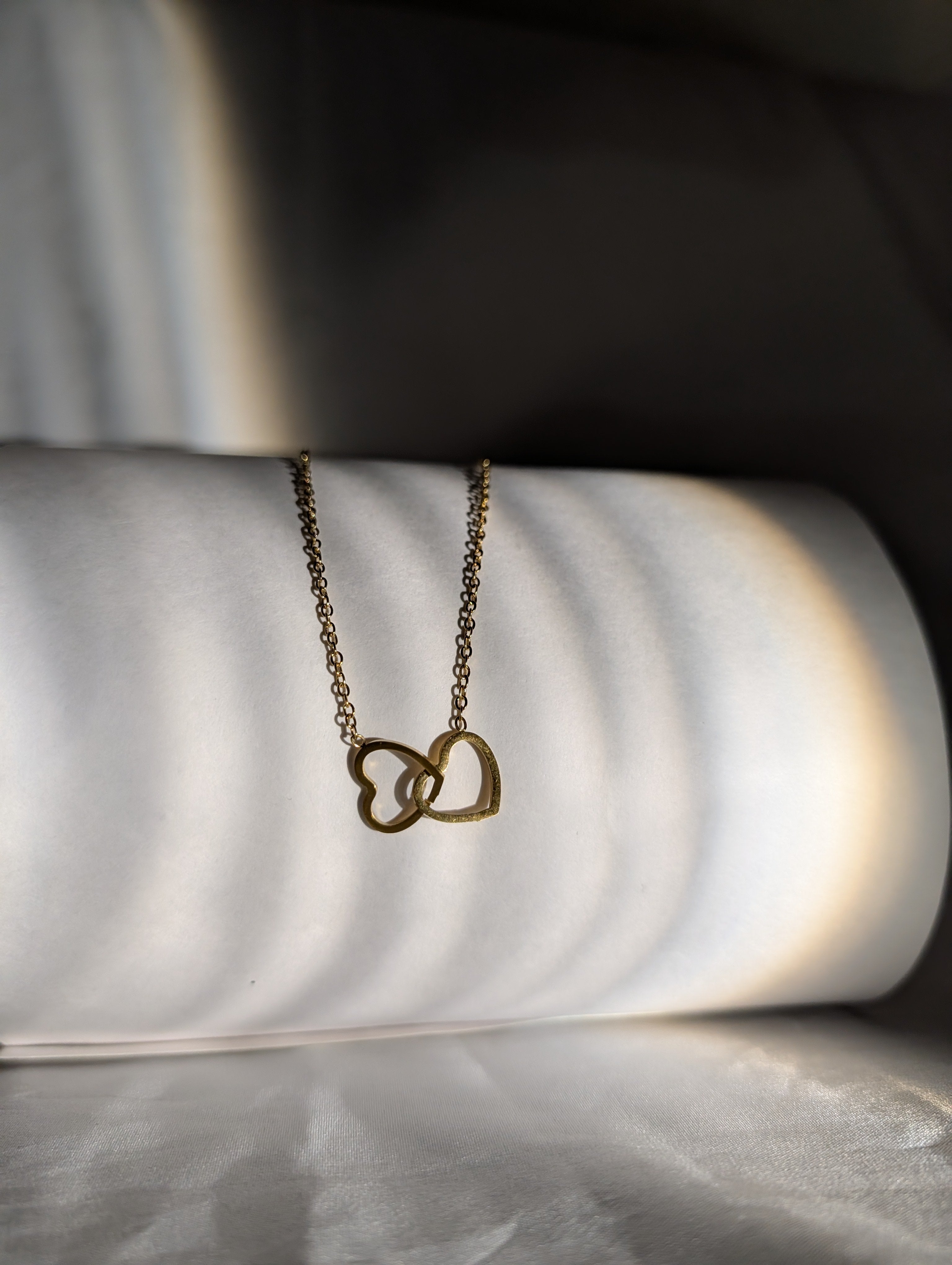 Anti-tarnish Gold Plated Double Heart Pendant