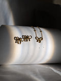 Anti-tarnish Gold-Plated Bow Necklace and Earrings Set