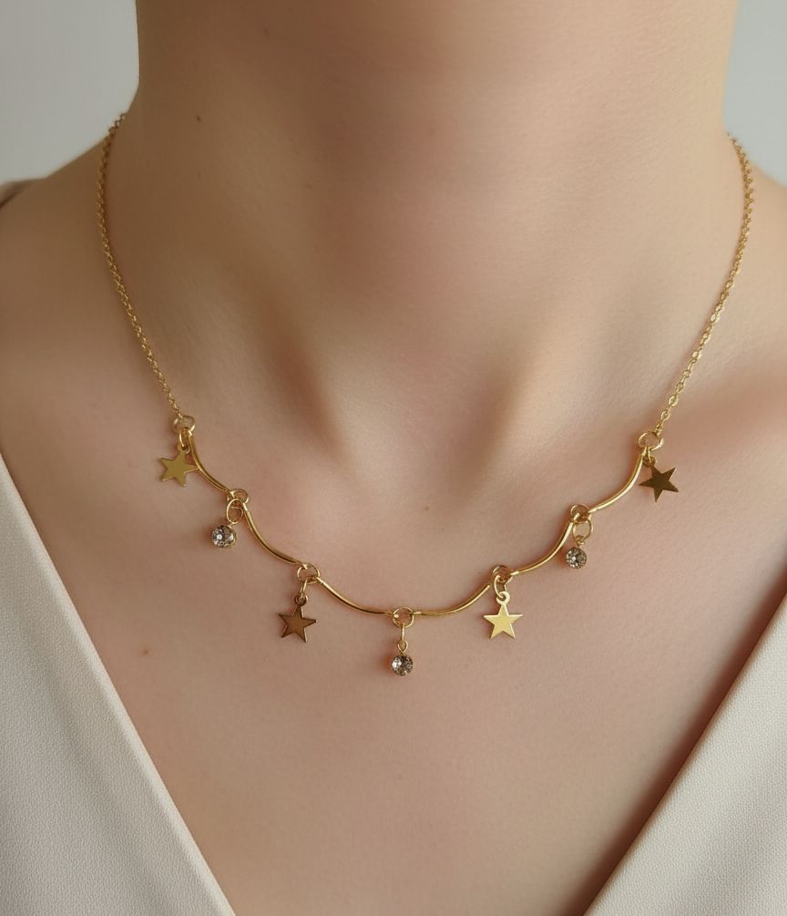Cute Stars Gold Plated Necklace