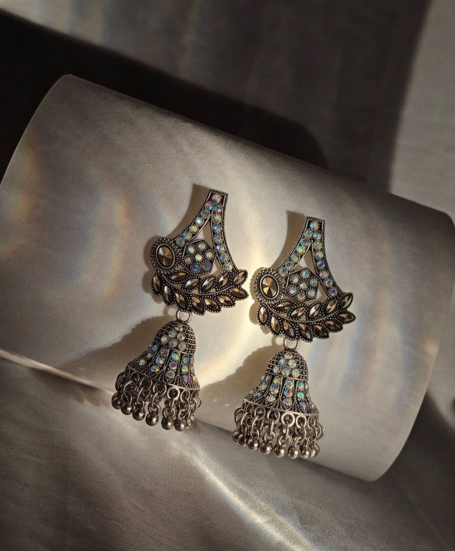 Oxidised Silver Jhumka
