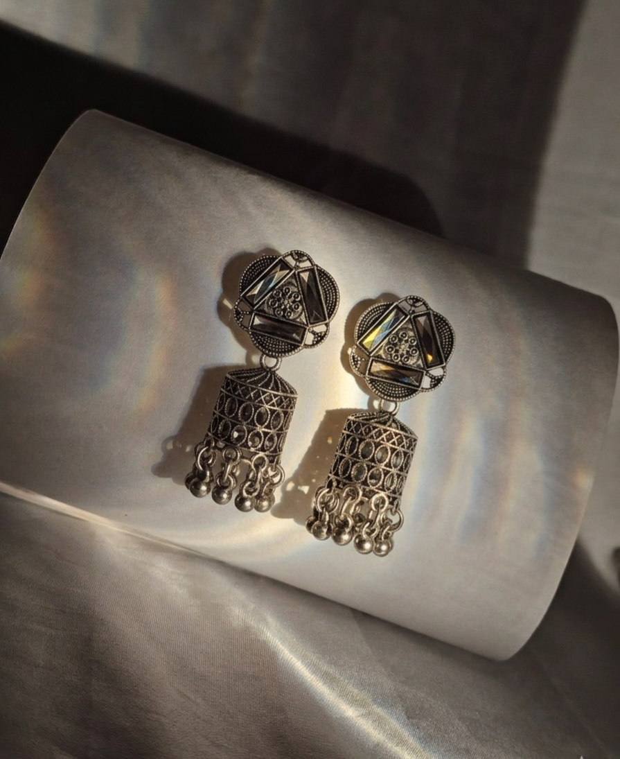 Oxidised Silver Jhumka