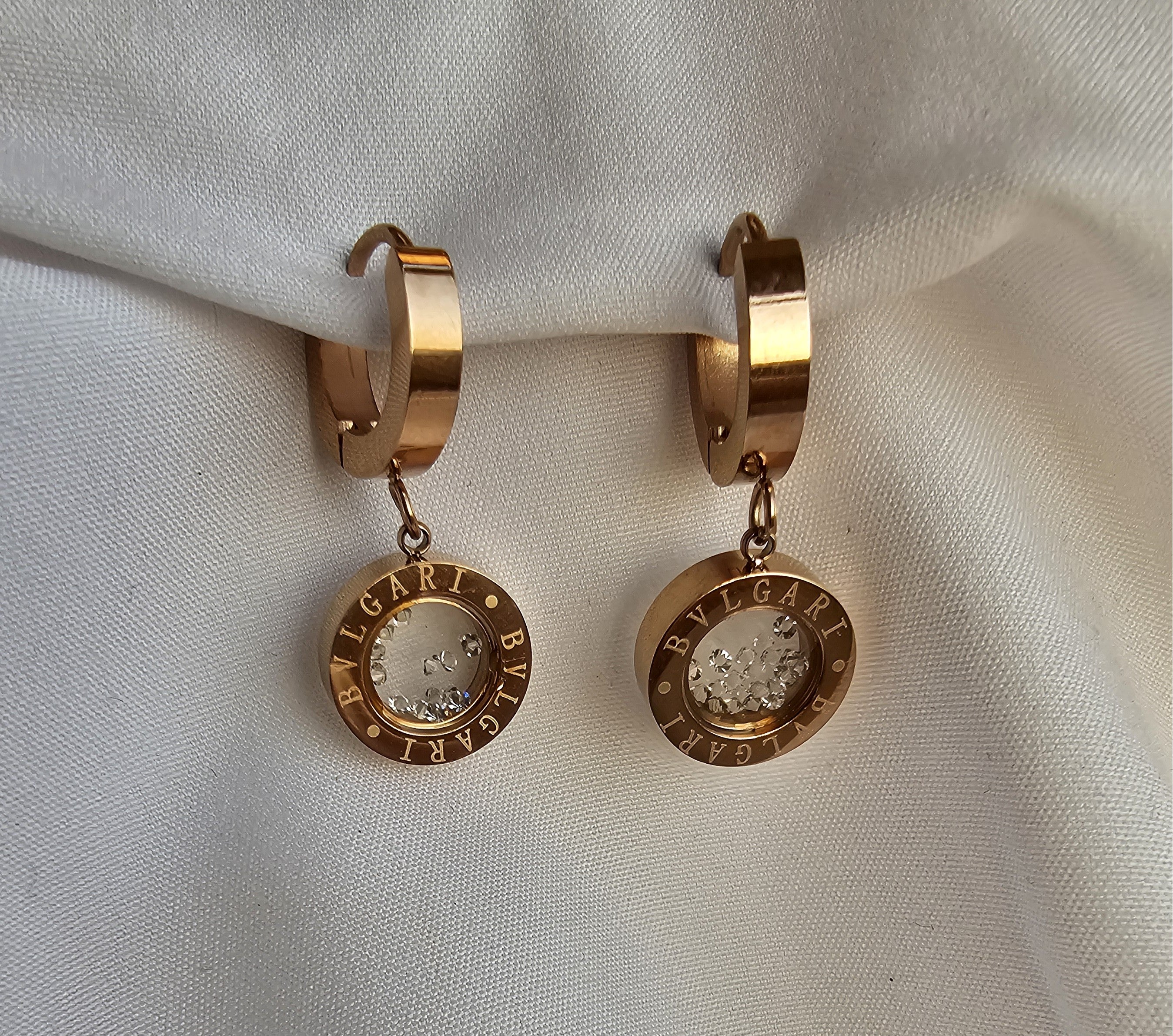 Luxury crystal Charm Hoops