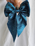 Satin Glow Bow – (Blue-Green)