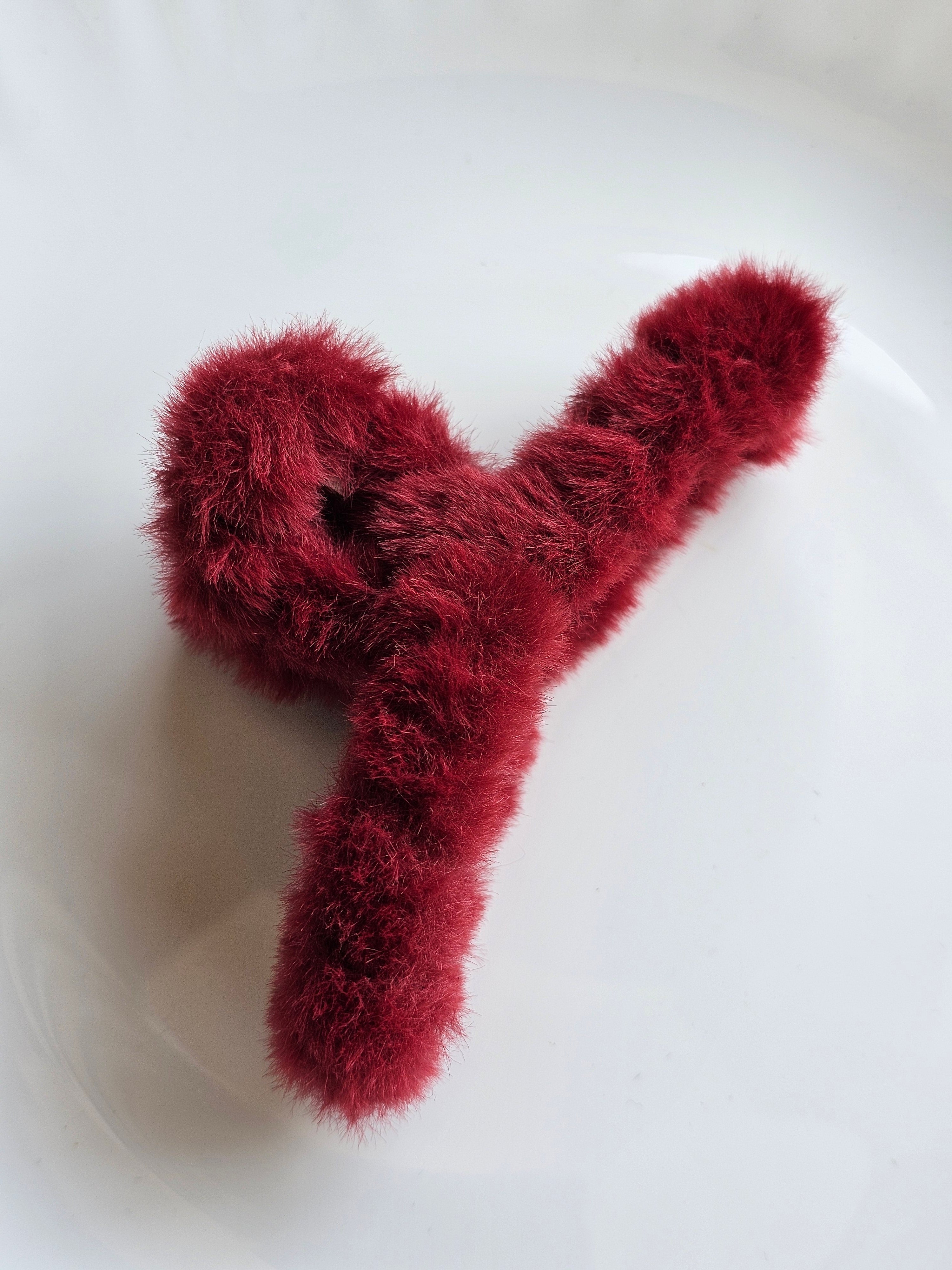 Plush fur hair clip