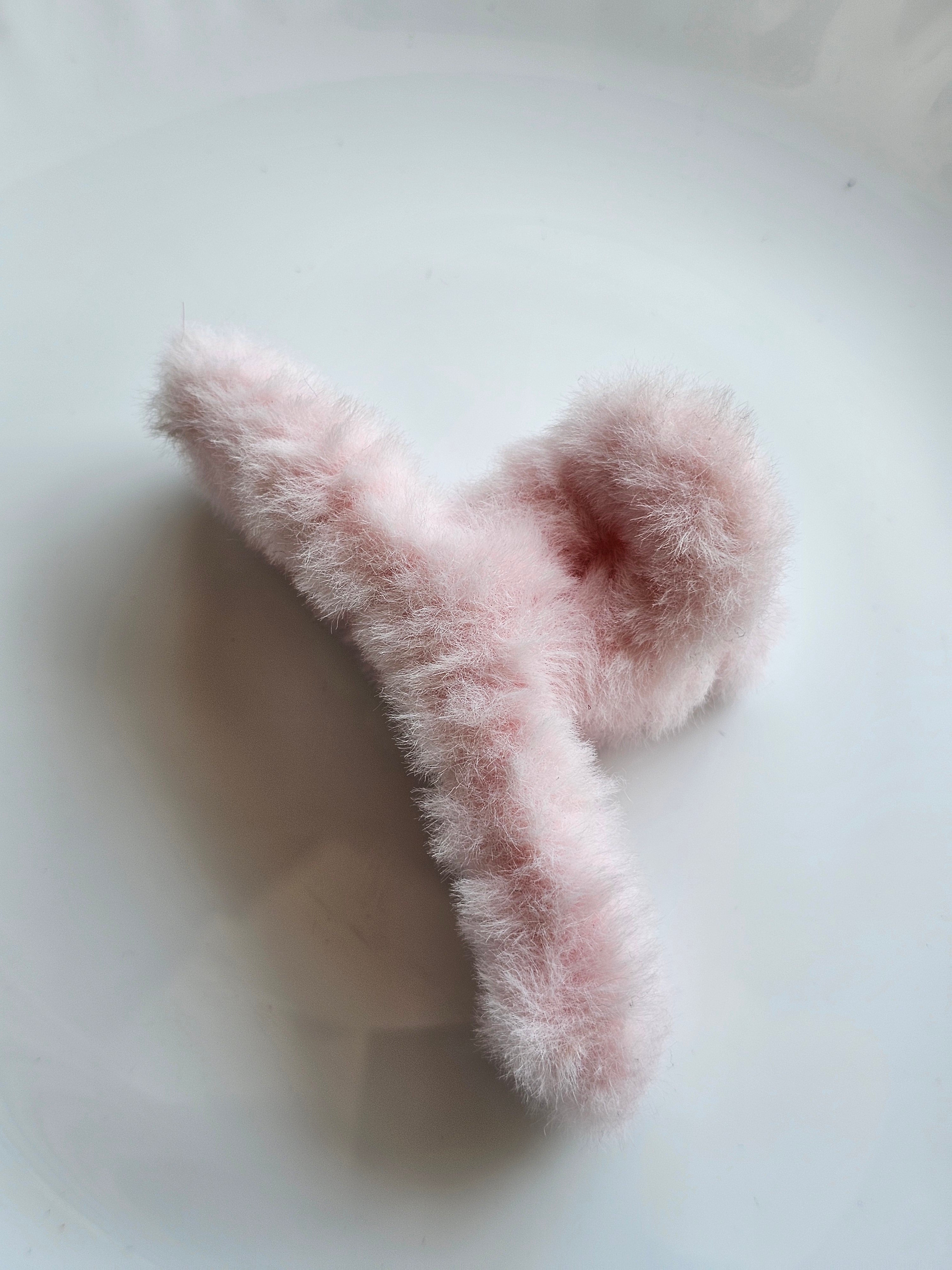Plush fur hair clip