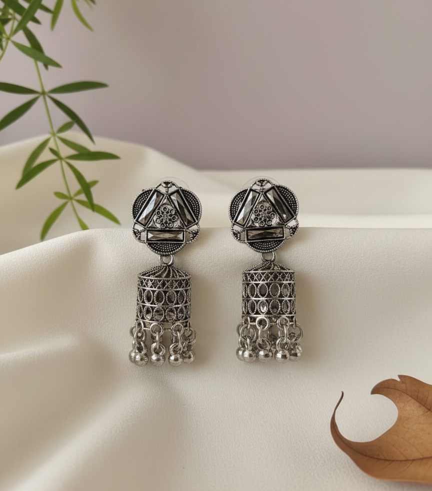 Oxidised Silver Jhumka