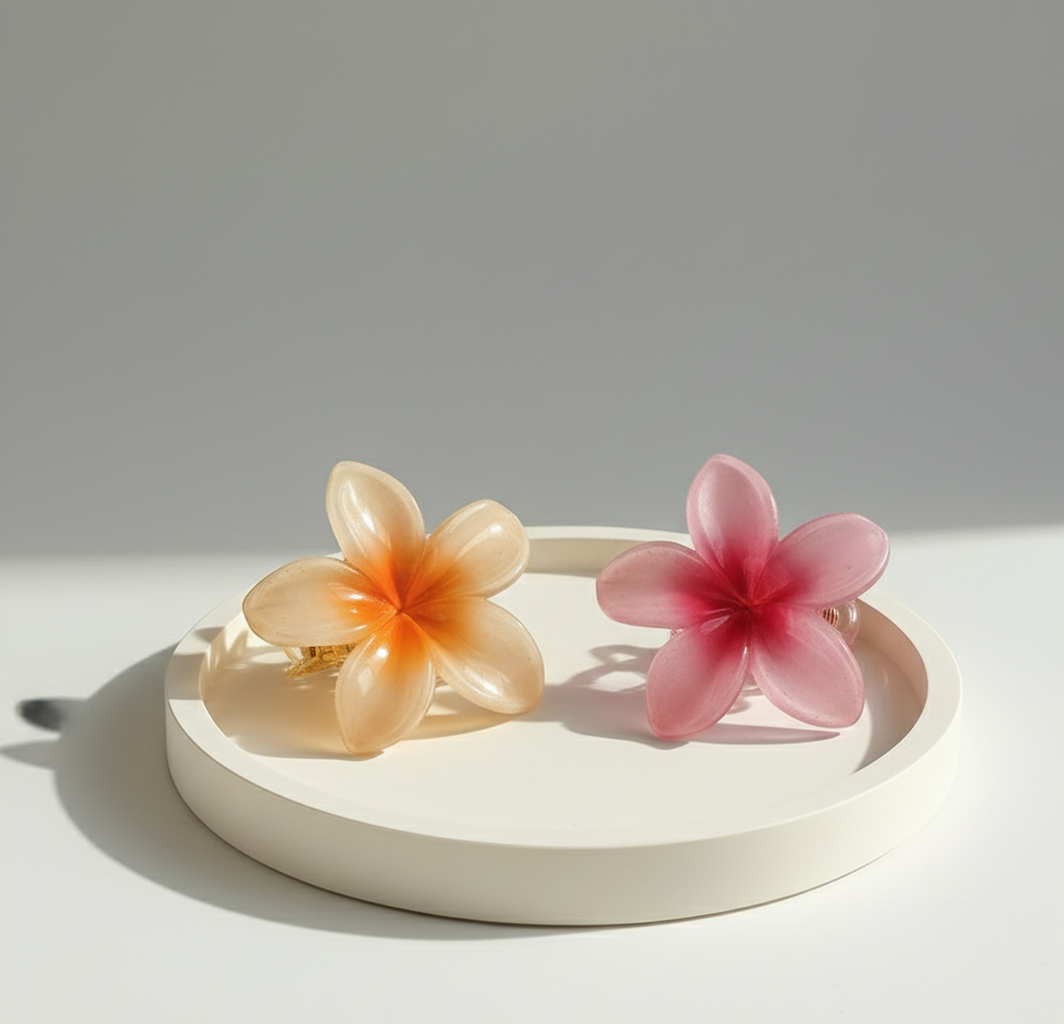 Flower Hair Clips (Orange, Pink)