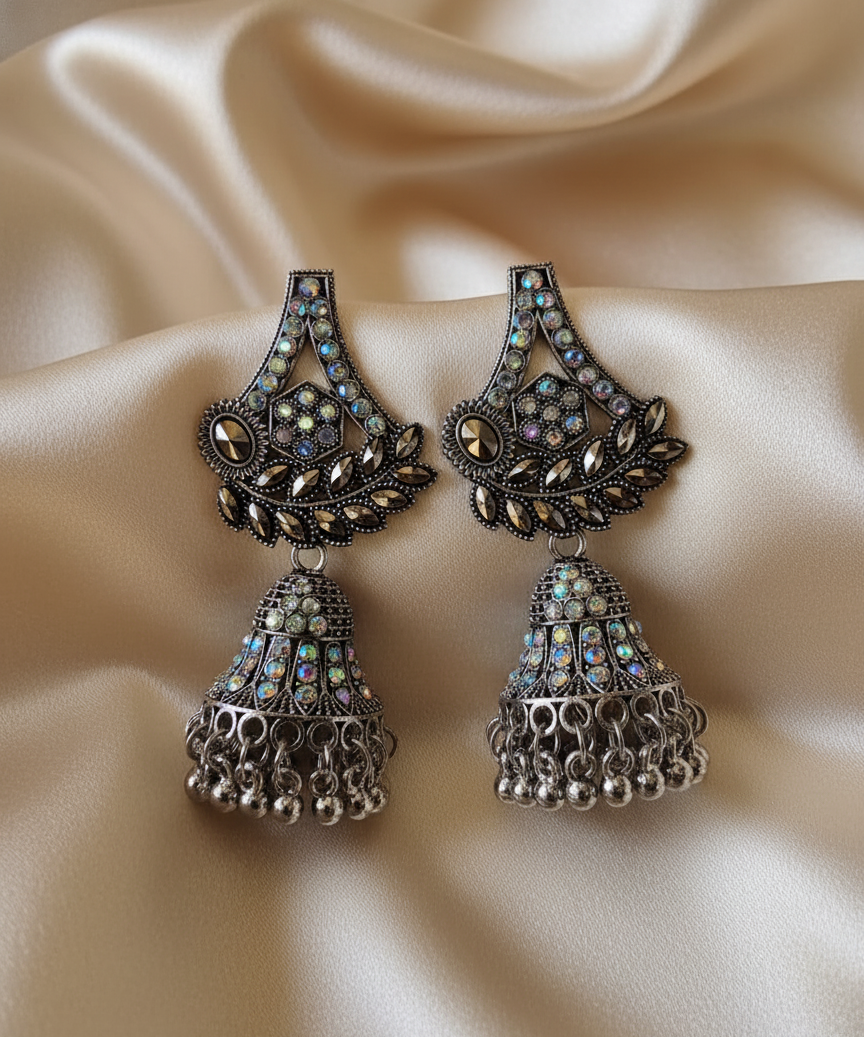 Oxidised Silver Jhumka
