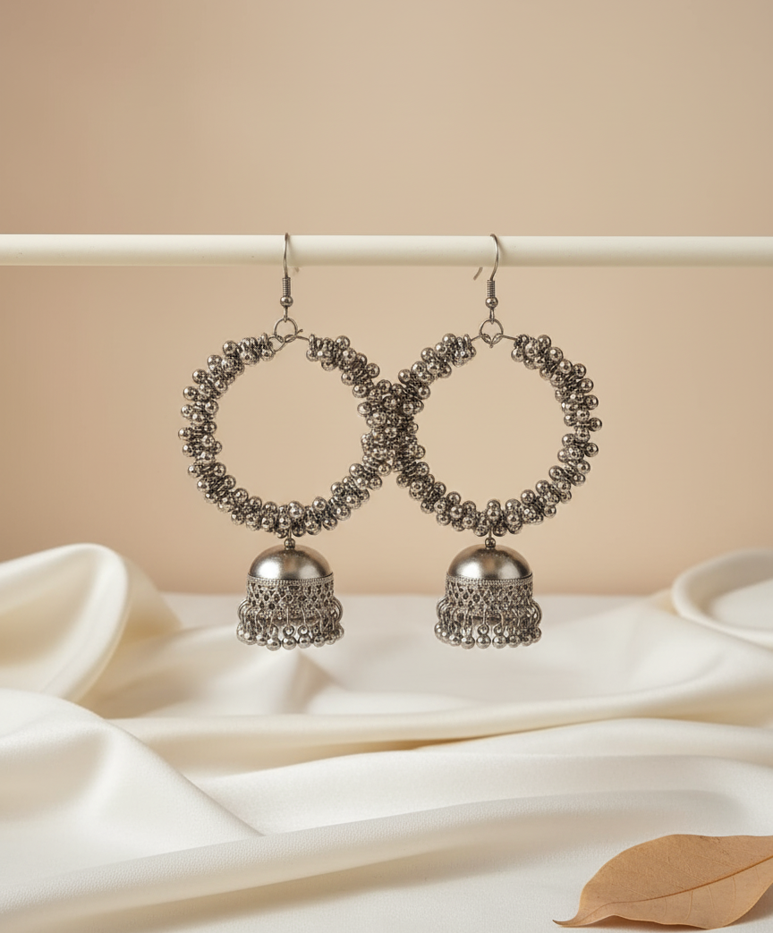 Oxidised Silver Jhumka