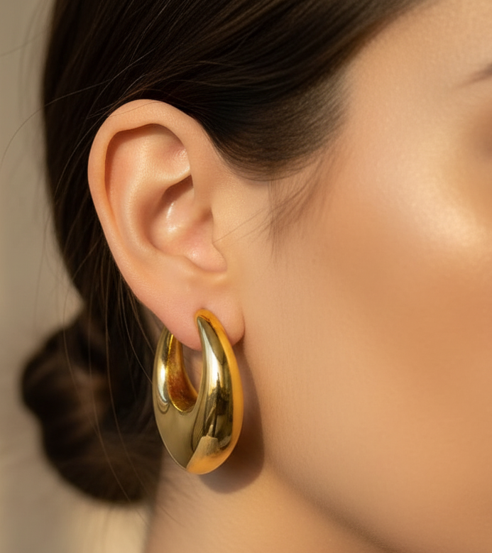 Steel Gold Plated  Earrings