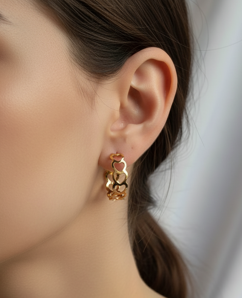 Heart Design Half Hoop Earrings