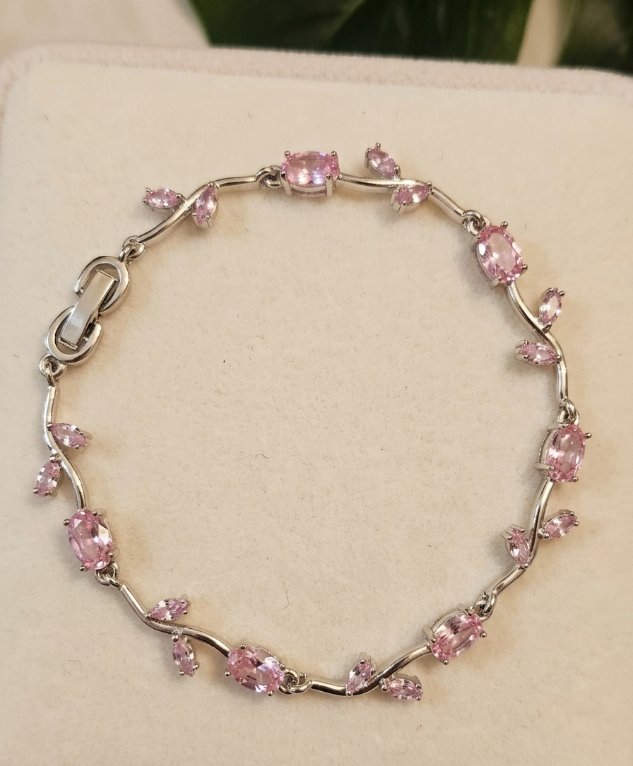 Silver Tulip bracelet (Pink)
