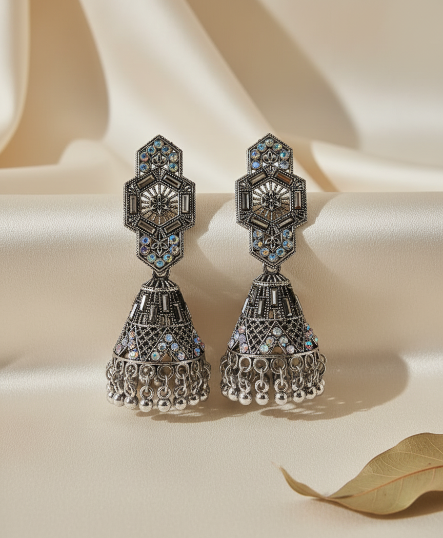 Oxidised Silver Jhumka