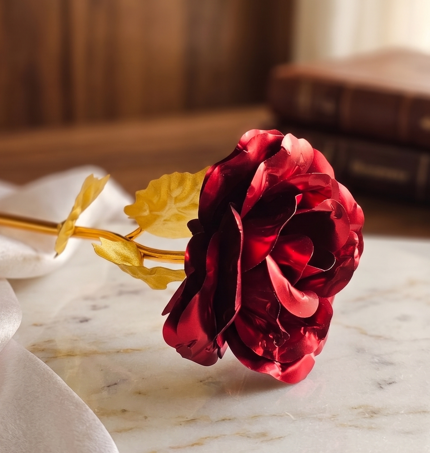 Gold-plated artificial rose