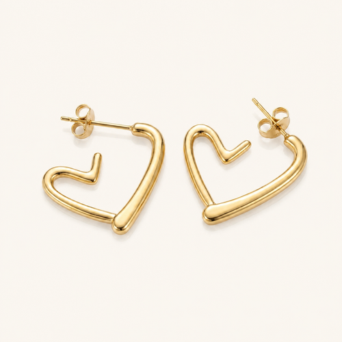 Anti-Tarnish Blingee Gold Heart Hoop Earrings — product photo