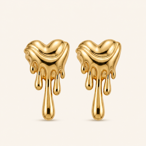 Anti-Tarnish Gold Melting Heart Stud Earrings — product photo