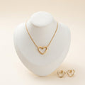 Anti-Tarnish Open Heart Necklace Set