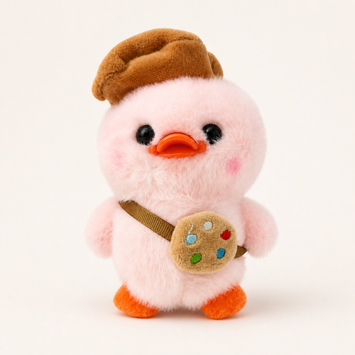 Artist Duck Plush with Beret & Palette – Pink
