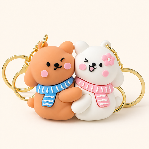 Bear & Bunny Couple Keychain
