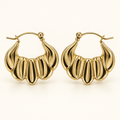 Botanical leaf hoop earrings in gold tone