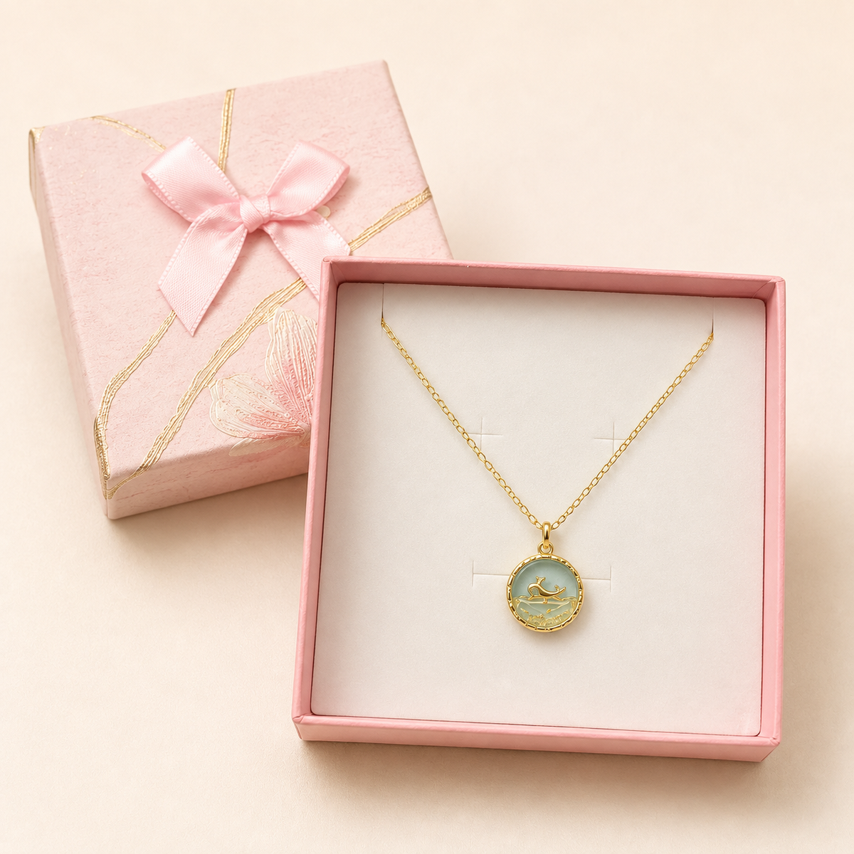 Ariel (disney pendant) in a Pink Floral Box gift box