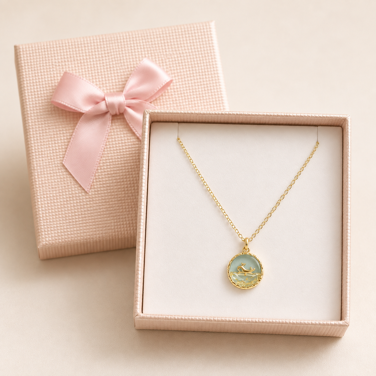 Ariel (disney pendant) in a Cream Bow Box gift box