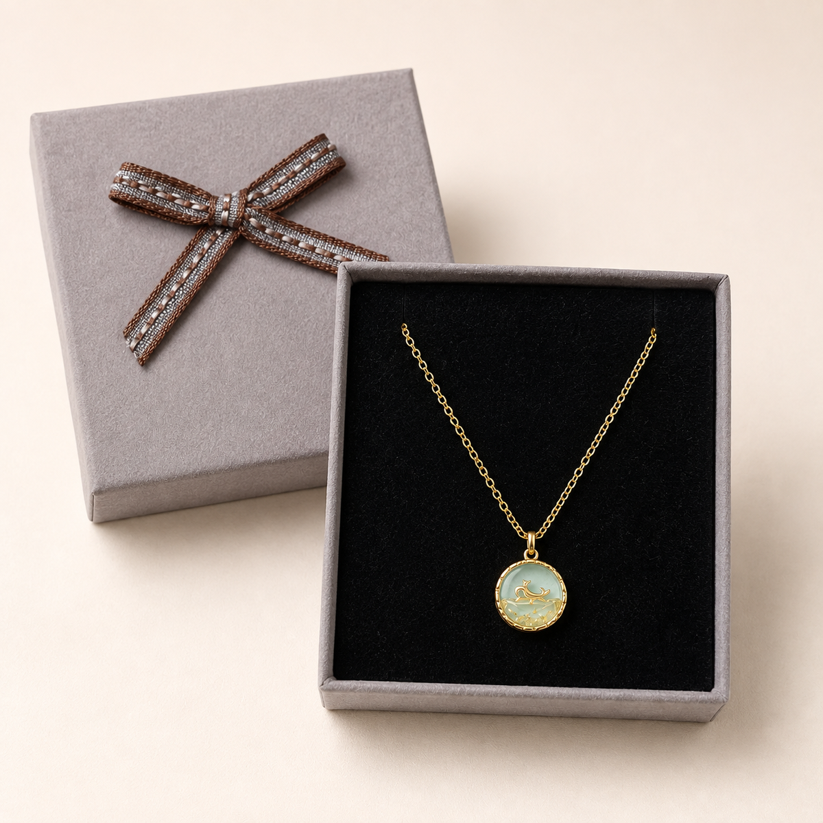 Ariel (disney pendant) in a Grey Velvet Box gift box