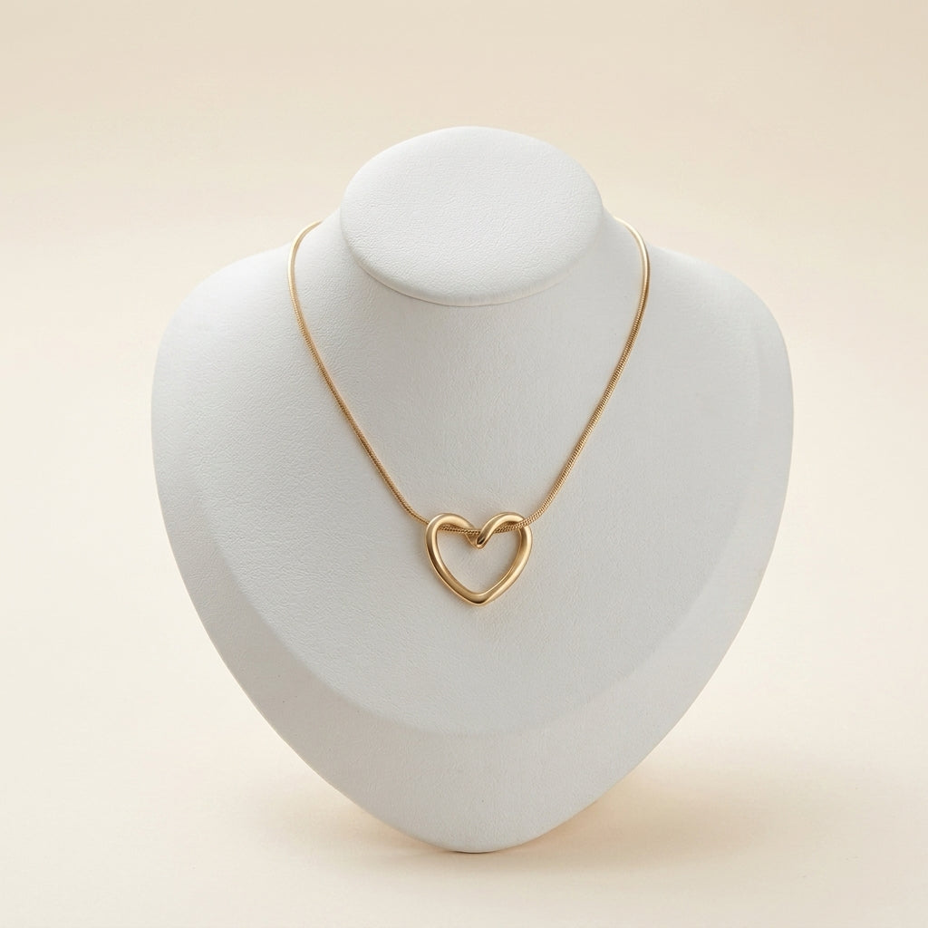Anti-Tarnish Open Heart Necklace