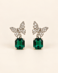 Emerald Green Butterfly Crystal Drop Earrings — product photo