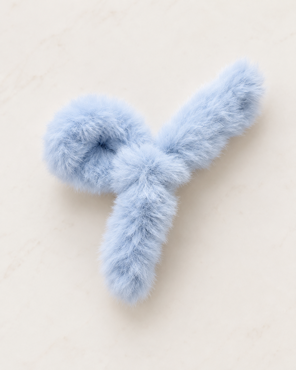 Baby blue faux fur bow hair clip