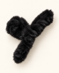 Black faux fur bow hair clip