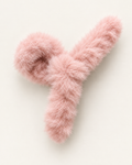 Blush pink faux fur bow hair clip