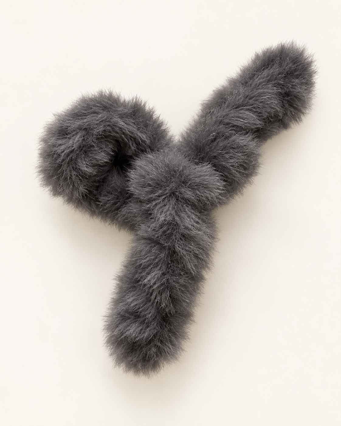 Charcoal grey faux fur bow hair clip