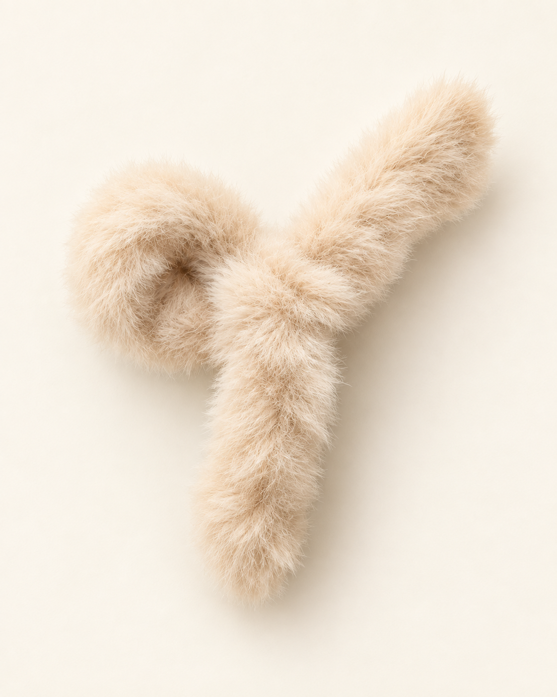 Cream faux fur bow hair clip