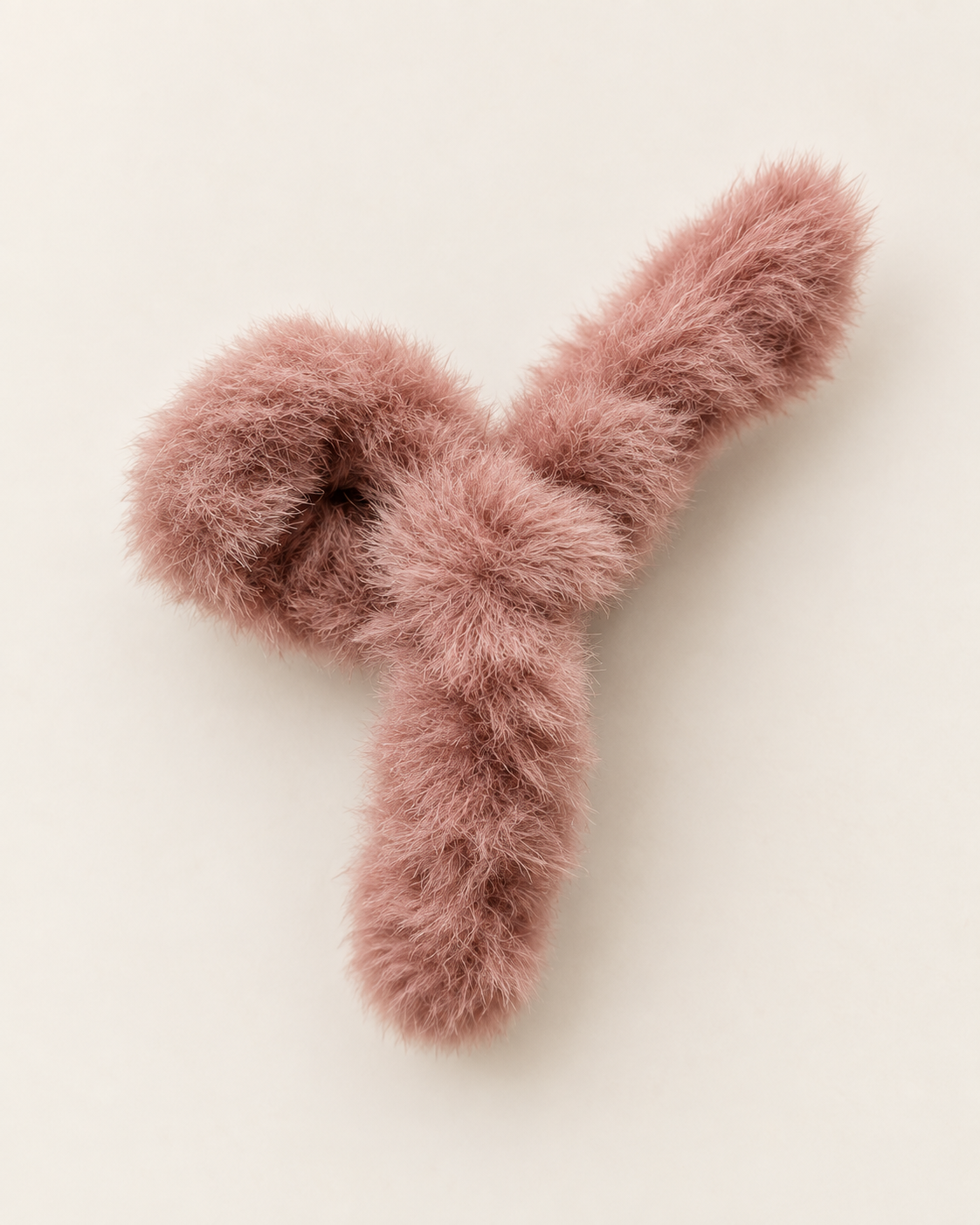 Dusty rose faux fur bow hair clip