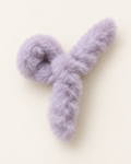 Lavender faux fur bow hair clip
