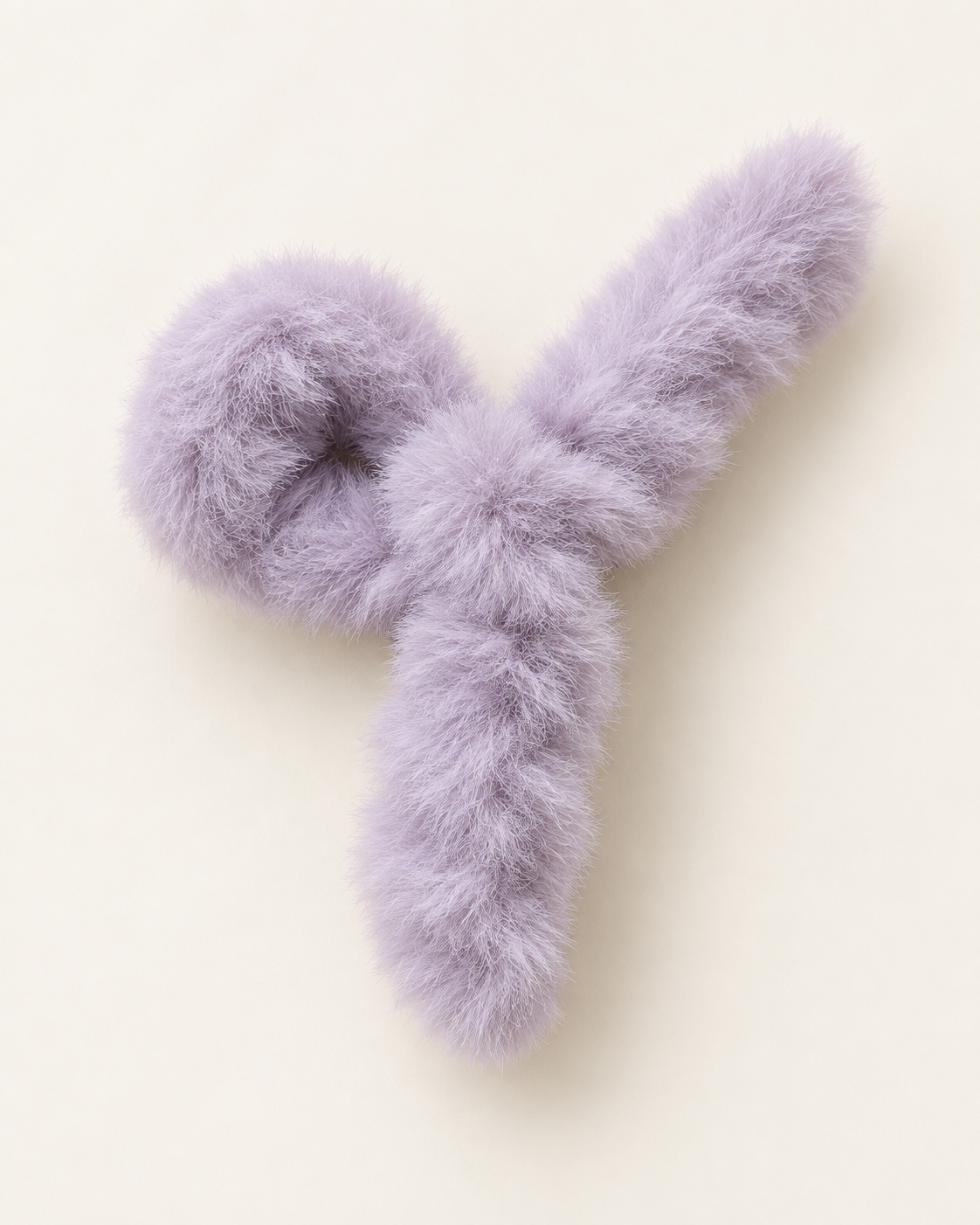Lavender faux fur bow hair clip
