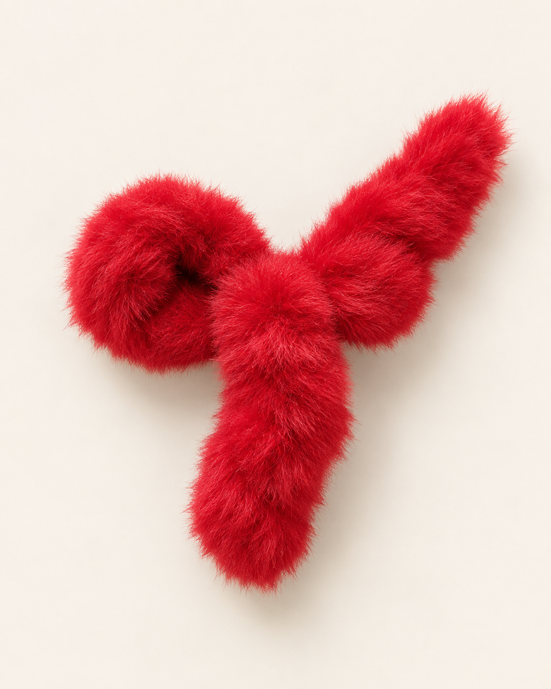 Red faux fur bow hair clip