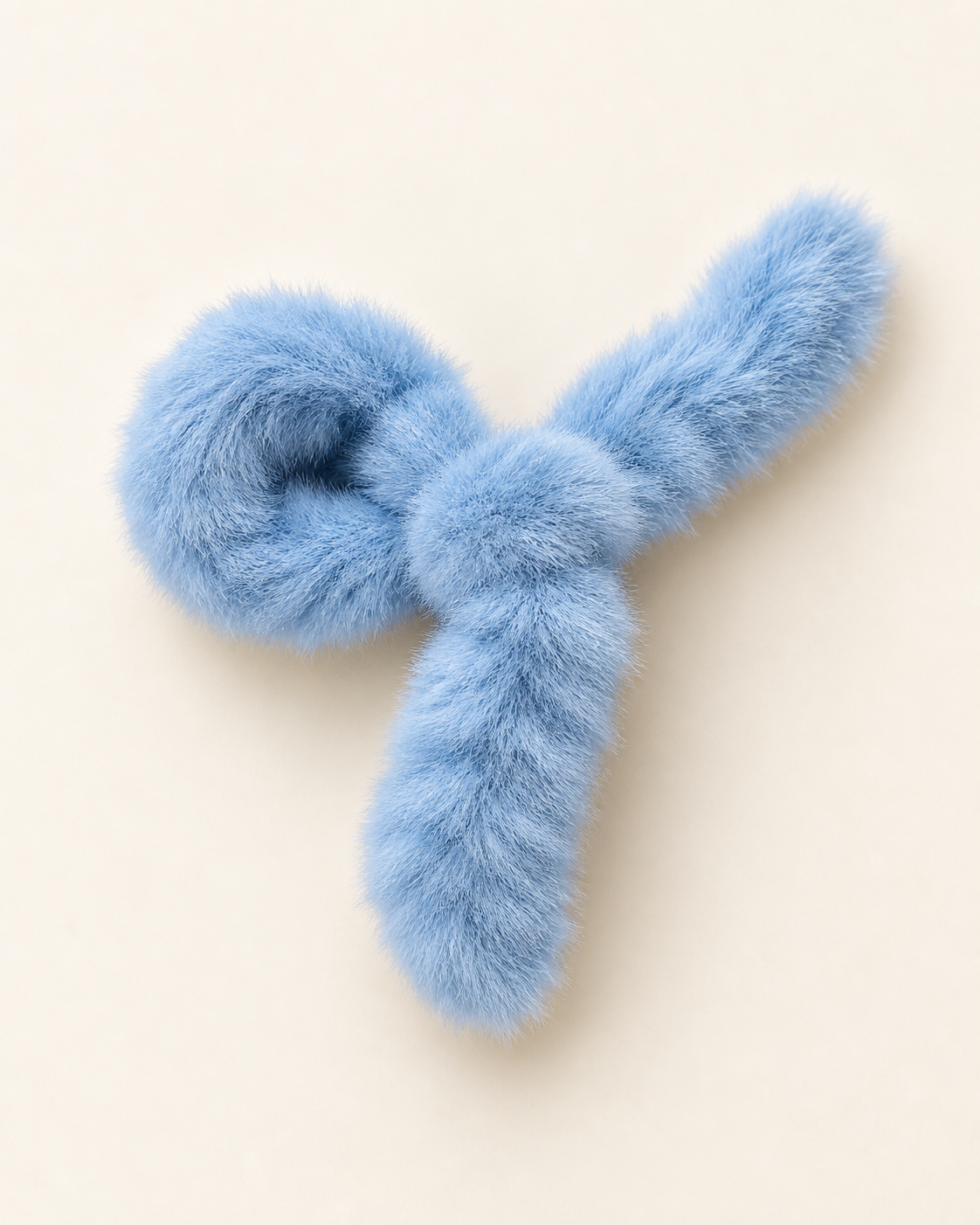 Sky blue faux fur bow hair clip