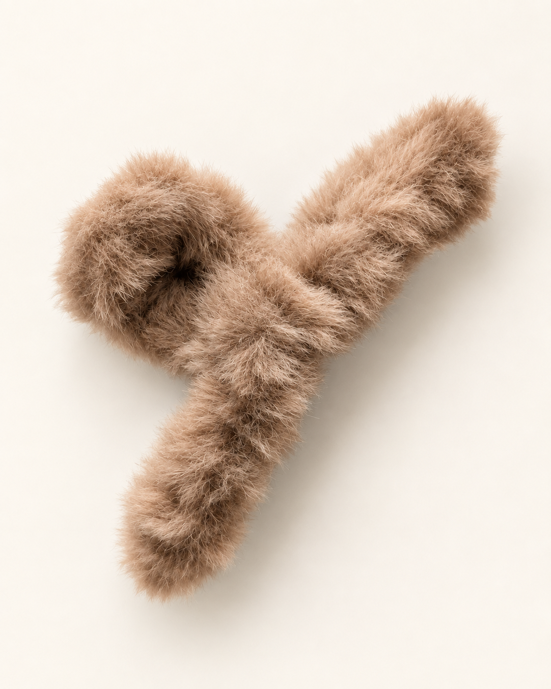 Taupe brown faux fur bow hair clip