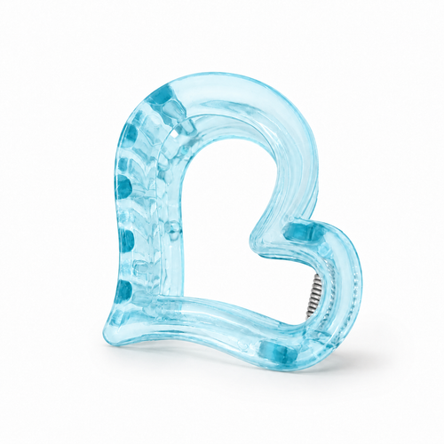 Aqua Blue Heart Hair Claw Clip