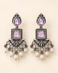 Lavender Gemstone Pearl Chandelier Earrings — product photo