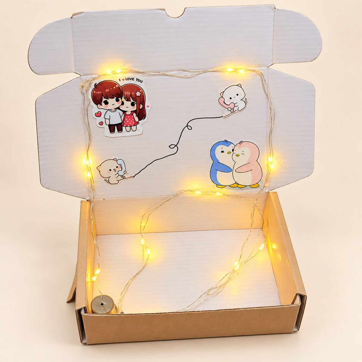 Love Theme Gift Box with Lights — empty gift box, packaging only
