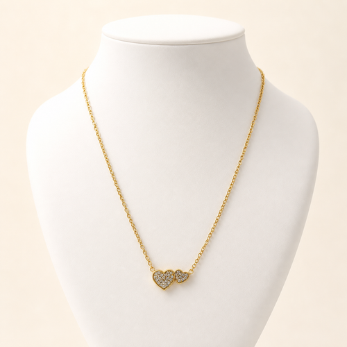 Anti-Tarnish Twin Heart Pendant Necklace