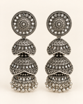 Oxidised Silver Stacked Jhumka Earrings — product photo