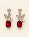 Red Butterfly Crystal Drop Earrings — product photo