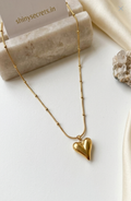 Anti-Tarnish Heart Pendant (Beaded Chain)
