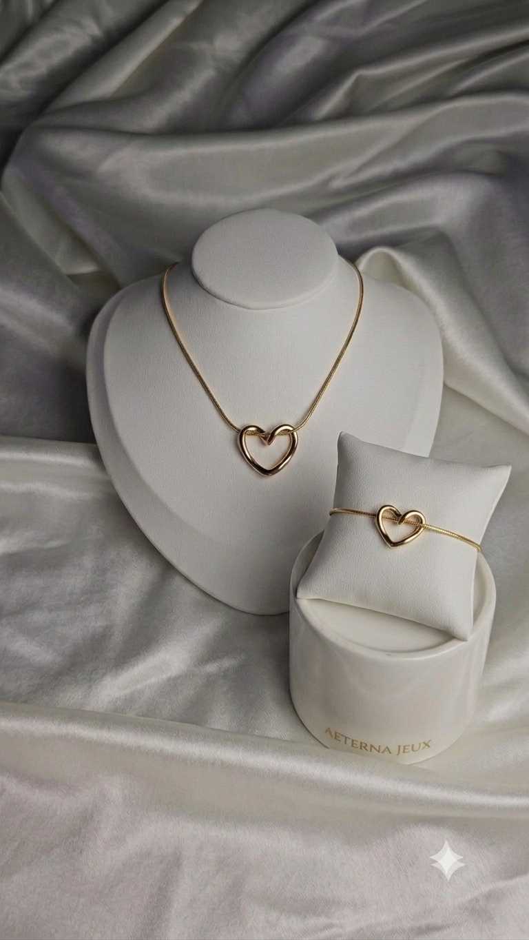Open heart pendant With Bracelet